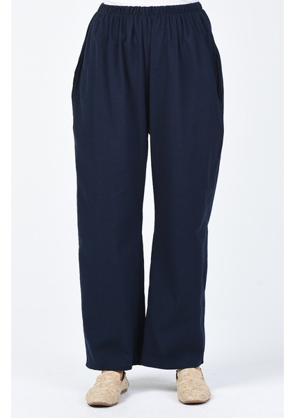 Şile Bezi Bol Paça Pantolon 0021-03 Lacivert