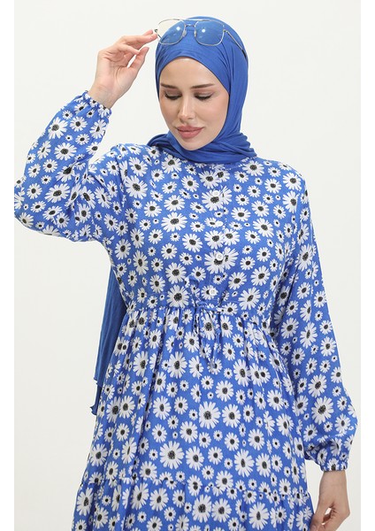 Papatya Desen Viskon Elbise 0416-05 Saks