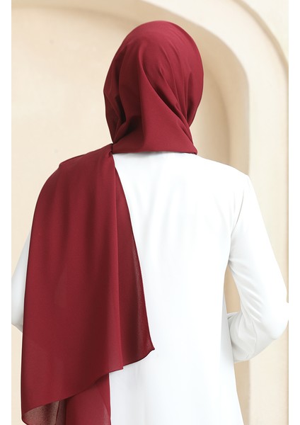 Krep Düz Şal 81077-04 Bordo