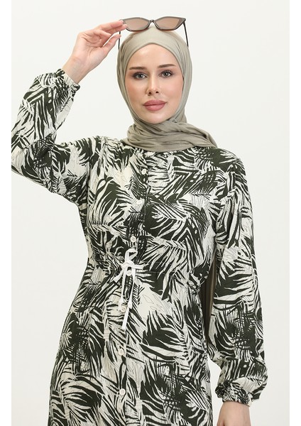 Ipli Kemerli Viskon Elbise 0417-01 Haki fırsatları