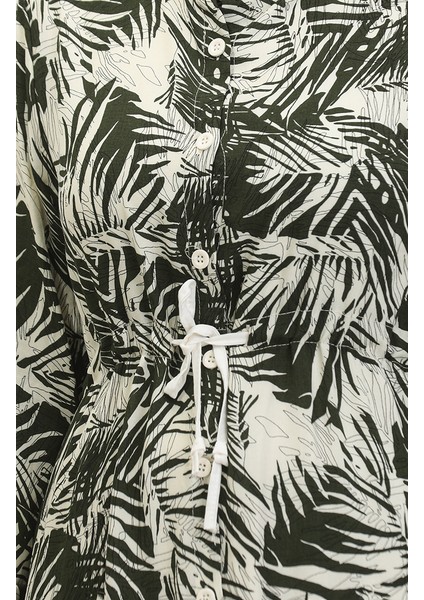 Ipli Kemerli Viskon Elbise 0417-01 Haki indirimleri