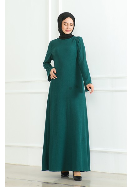 Bürümcük Kumaş Düz Spor Elbise 1003-01 Zümrüt Yeşili