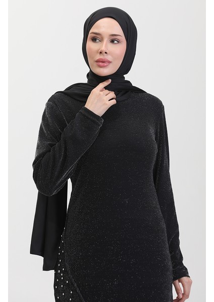 Taşlı Abiye Takım 0437-02 Siyah