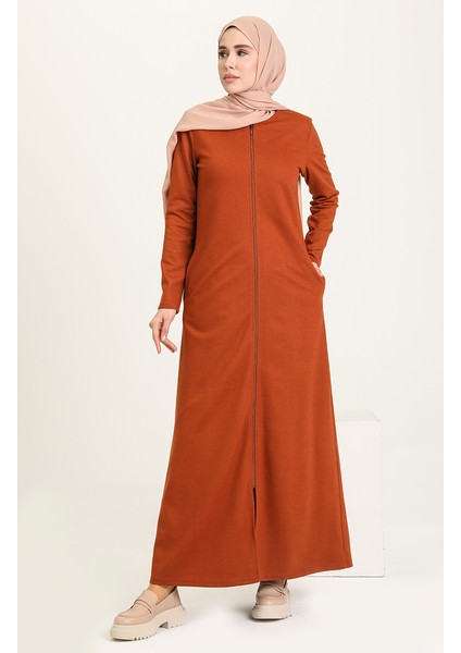 Fermuarlı Keçe Ferace 3336-06 Taba