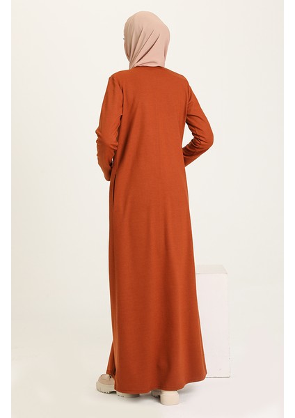 Fermuarlı Keçe Ferace 3336-06 Taba