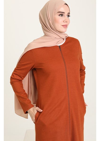 Fermuarlı Keçe Ferace 3336-06 Taba