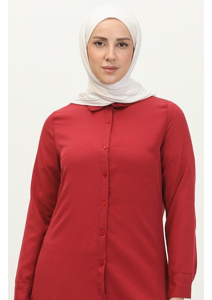 Düğmeli Tunik 6111-06 Bordo fiyatları