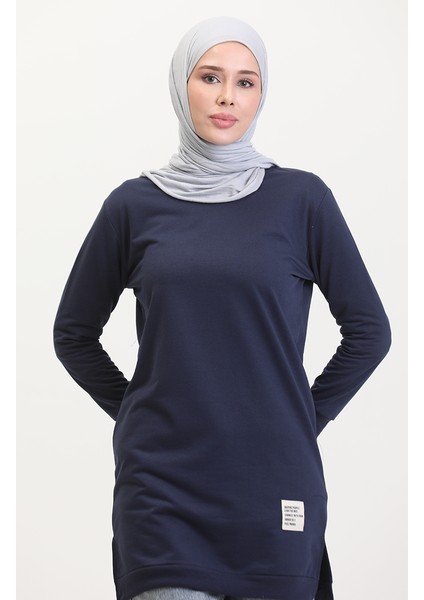 Yırtmaçlı Spor Tunik 0529-04 Lacivert modelleri