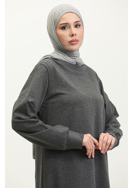 Iki Iplik Yırtmaçlı Spor Tunik Pantolon Ikili Takım 0293-02 Antrasit