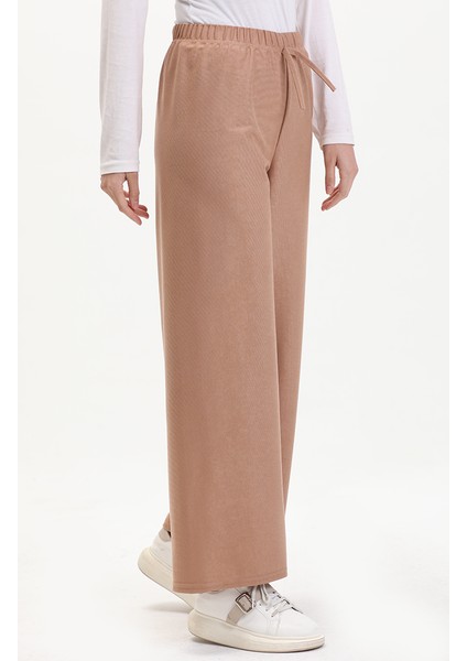 Mevsimlik Bol Paça Pantolon 8604-01 Vizon