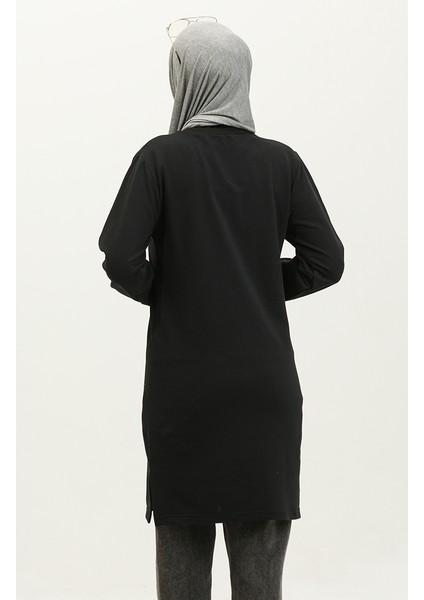 Sıfır Yaka Sweatshirt 23125-01 Siyah indirimleri