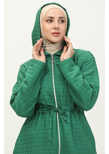 Kapüşonlu Beli Büzgülü Kap 0314-02 Yeşil modelleri