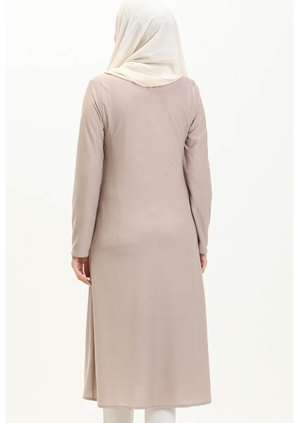 Kolyeli Uzun Tunik 2727-10 Bej indirimleri