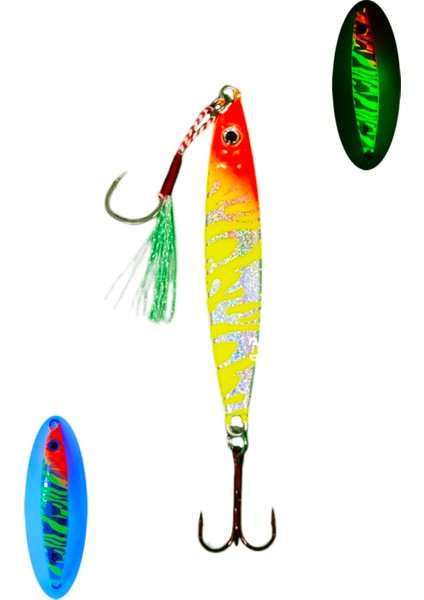 Sardin 22G - Sahte Yem Kaşık Rapala - Levrek, Palamut, Lüfer, Çinekop, Turna Jig Yemi-Zebra Glow