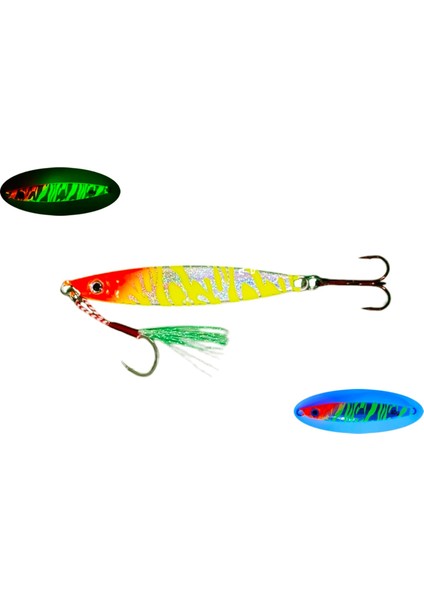 Sardin 22G - Sahte Yem Kaşık Rapala - Levrek, Palamut, Lüfer, Çinekop, Turna Jig Yemi-Zebra Glow