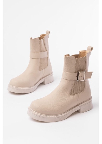 02-2004 Bej Toka Aksesuarlı Lastikli Günlük Kadın Bot modelleri