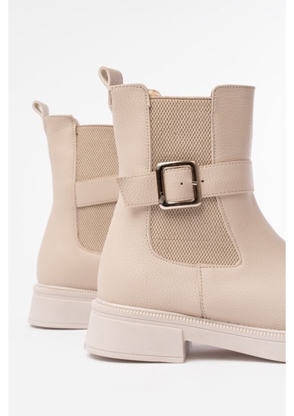 02-2004 Bej Toka Aksesuarlı Lastikli Günlük Kadın Bot indirimleri