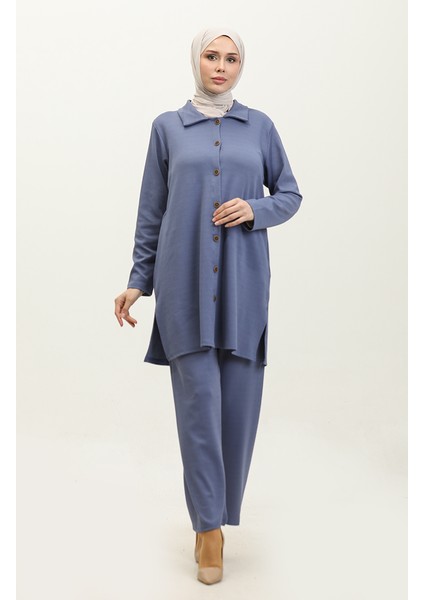 Asya Tunik Pantolon Ikili Takım 2611-06 Mavi