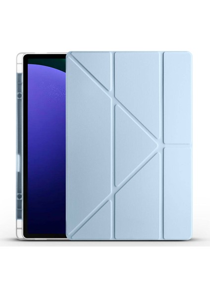 Samsung Galaxy Tab S8 Ultra 14.6'' Inç Uyumlu Kılıf Üçgen Standlı Kalem Bölmeli Tablet Kılıfı