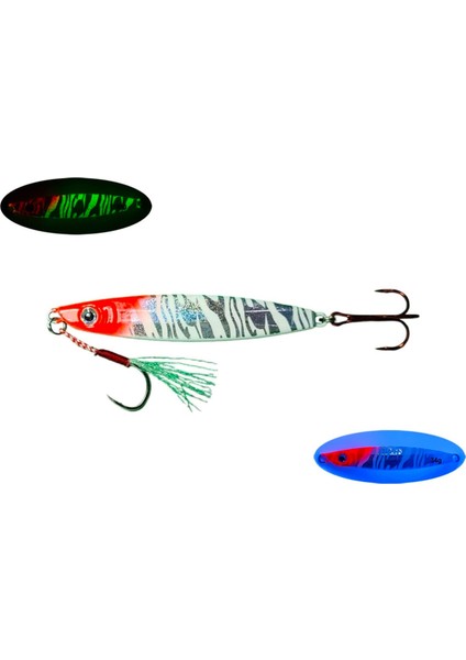 Sardin 22G - Sahte Yem Kaşık Rapala - Levrek, Palamut, Lüfer, Çinekop, Turna Jig Yemi-Zebra Glow