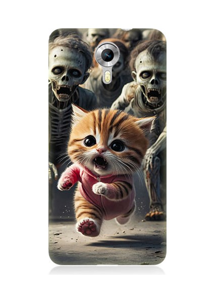 General Mobile Discovery 4g Uyumlu Kedi ve Zombiler Desenli Silikon Kılıf