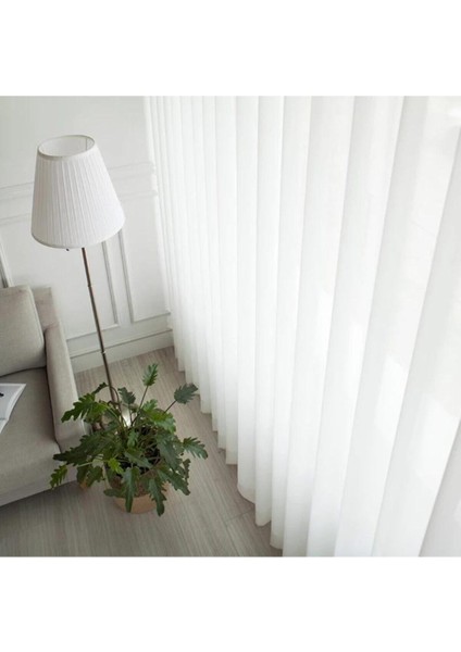 Kullanıma Hazır Desensiz Pileli Tül Perde Vual 500 x 260 cm