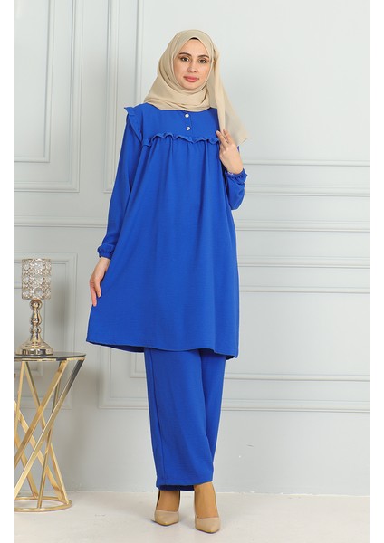 Aerobin Kumaş Fırfırlı Tunik Pantolon Ikili Takım 1009-02 Saks fiyatları