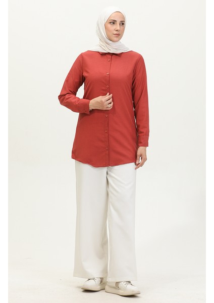 Düğmeli Tunik 6111-03 Koyu Soğan Kabuğu