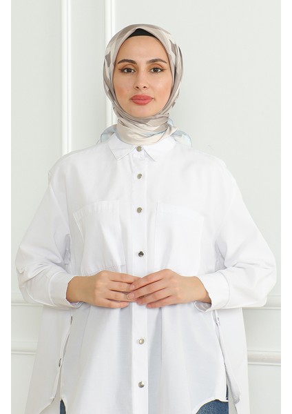 Karaca Rayon Eşarp 81071-04 Mavi Bej