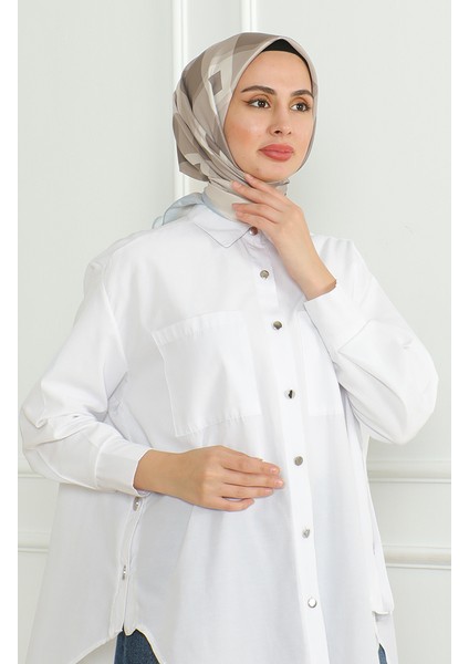 Karaca Rayon Eşarp 81071-04 Mavi Bej