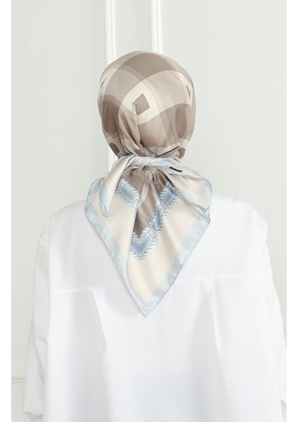 Karaca Rayon Eşarp 81071-04 Mavi Bej