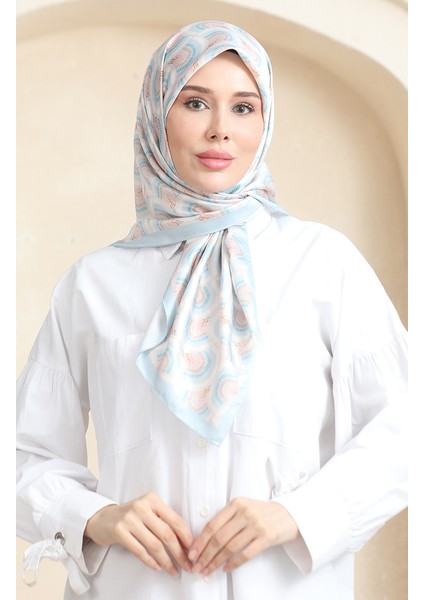 Karaca Rayon Eşarp 81072-10 Bebek Mavisi Pudra