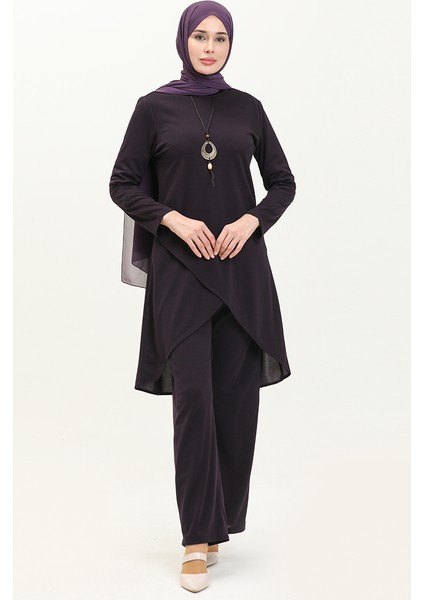 Kolyeli Tunik Pantolon Ikili Takım 0704-05 Mor