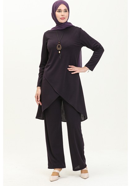 Kolyeli Tunik Pantolon Ikili Takım 0704-05 Mor