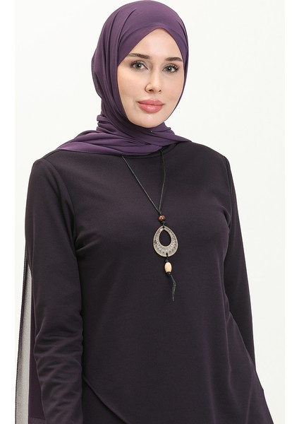 Kolyeli Tunik Pantolon Ikili Takım 0704-05 Mor