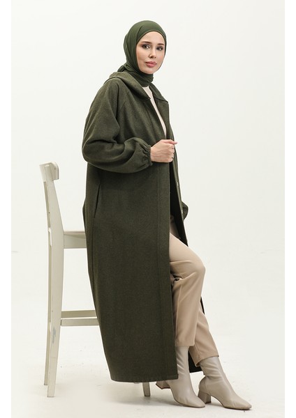 Kapüşonlu Uzun Kaşe Kap 3198-04 Haki