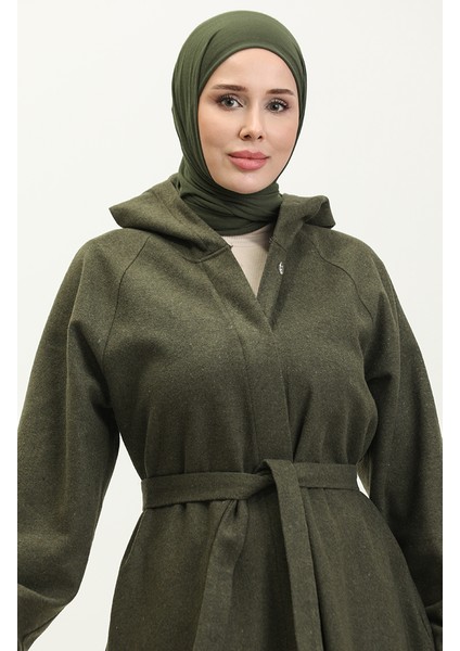 Kapüşonlu Uzun Kaşe Kap 3198-04 Haki