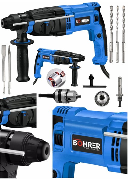 Dark Blue 2450 W Bakır Sargılı Metal Şanzıman Kırıcı Hilti +5 Adet Uç +Yedek Mandren