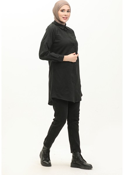 Düğmeli Tunik 5105-06 Siyah