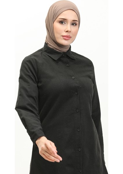 Düğmeli Tunik 5105-06 Siyah