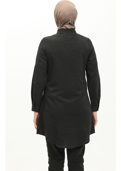 Düğmeli Tunik 5105-06 Siyah
