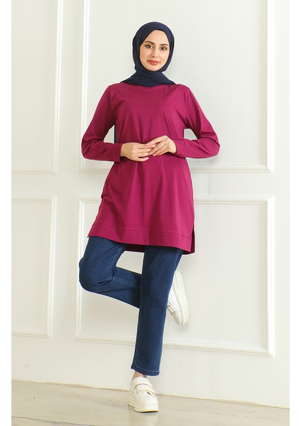 Yırtmaçlı Araboy Tunik 9140-02 Mürdüm