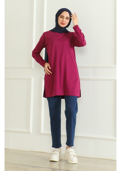 Yırtmaçlı Araboy Tunik 9140-02 Mürdüm