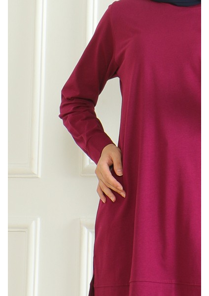 Yırtmaçlı Araboy Tunik 9140-02 Mürdüm