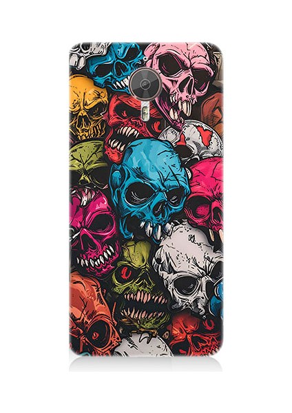 General Mobile Gm5 Plus Uyumlu Renkli Kafatasları Desenli Silikon Kılıf