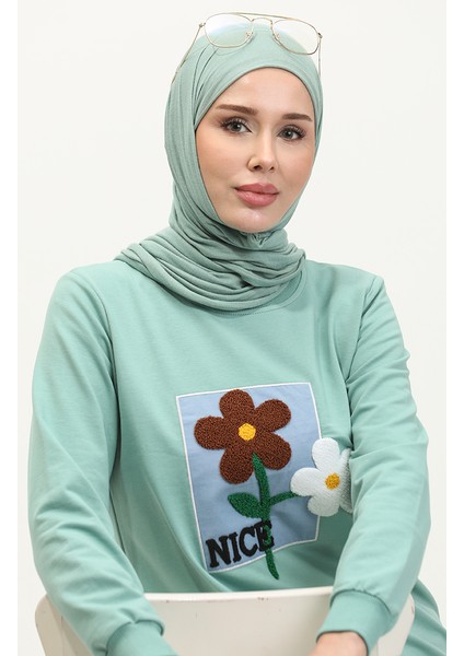 Papatya Nakışlı Tunik 9116-01 Çağla Yeşili modelleri