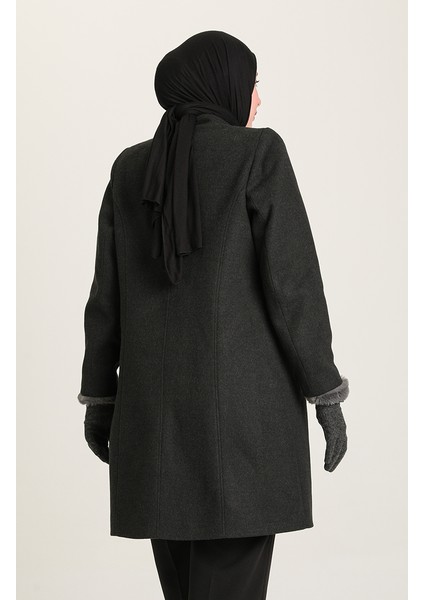 Büyük Beden Kaşe Kaban 0416-04 Füme modelleri