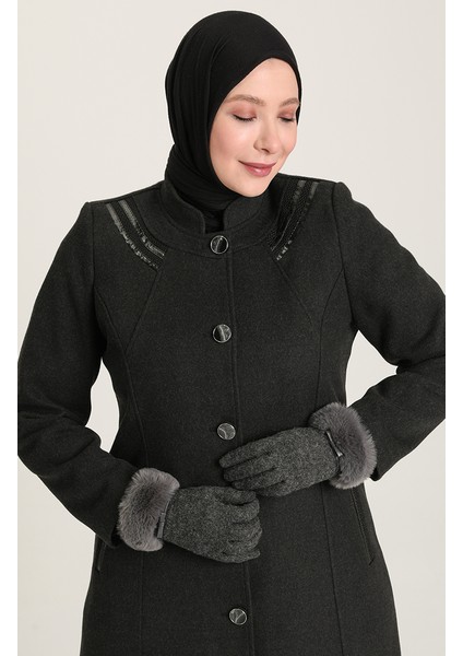 Büyük Beden Kaşe Kaban 0416-04 Füme fırsatları