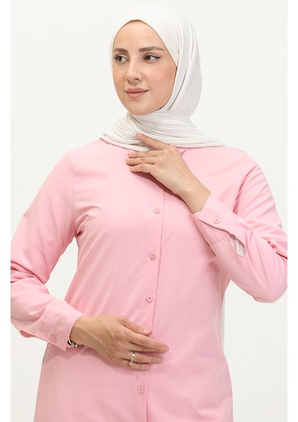 Düğmeli Tunik 6111-05 Pudra fiyatları