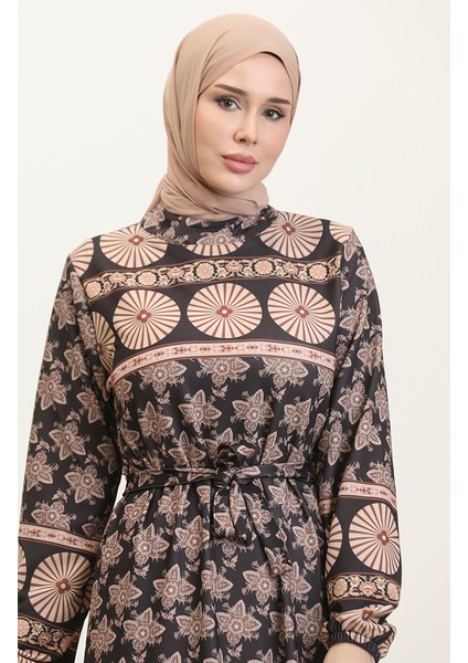 Bahar Desen Elbise 0366-02 Siyah